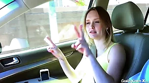 Lanna Carter's seductive solo showcase in a car